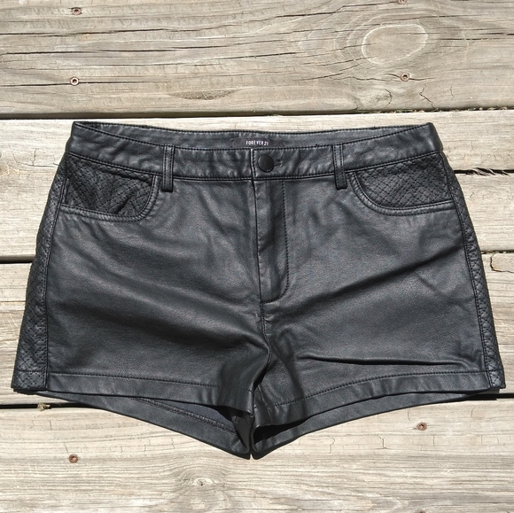 Forever 21 Pants - Forever 21 Black Faux Leather Shorts